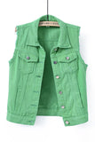 Sleeveless Collared Button-Front Vest