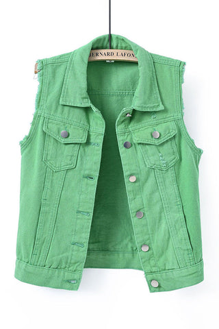 Sleeveless Collared Button-Front Vest