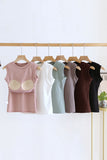 Ribbed Round Neck Sleeveless Tank