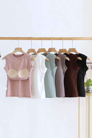 Ribbed Round Neck Sleeveless Tank