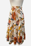Tiered Drawstring Floral Maxi Skirt