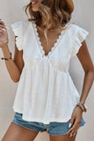 Ruffle-Sleeve Eyelet T-Shirt