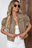 Puff Sleeve Crop Denim Jacket