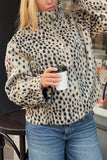 Faux Fur Leopard Print Button-Front Jacket