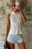 Lace Button-Front Tank Top