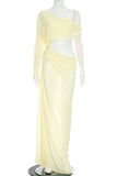 One-Shoulder Cutout Maxi Casual Dress