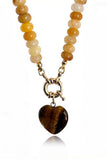 Multi-Strand Beaded Necklace with Heart Charm
