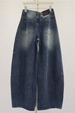 High-Waist Button-Front Barrel Jeans