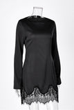 Long-Sleeve Lace-Trim Casual Dress