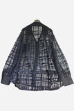 Statement Button-Front Sheer Blouse