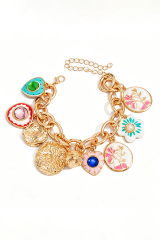 Tone Sun Charm Link Bracelet