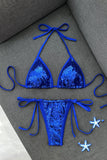 Sequin Halter Tie-Side Bikini Set