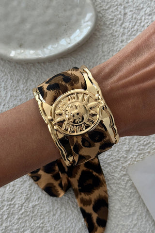 Leopard Print Tie Cuff Bracelet