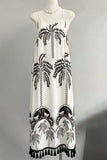 Flowing Palm Print Vacation Dress