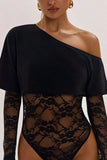 Lace Sheer One-Shoulder Bodysuit