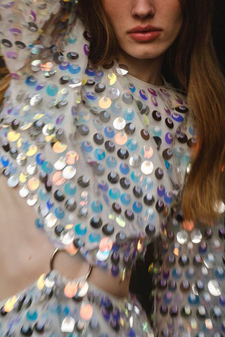 Sequin Cutout Long Sleeve Mini Dress