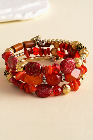 Multi-Strand Beaded Charm Bracelet Set