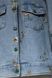 Floral Motif Denim Jacket