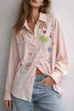 Patterned Button-Front Blouse