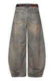 Rose Graphic Barrel Leg Jeans