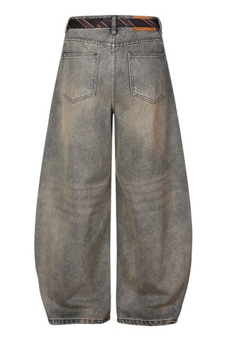 Rose Graphic Barrel Leg Jeans