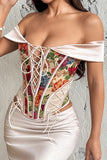 Floral Lace-Up Off-Shoulder Tank