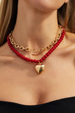 Beaded Toggle Bar Heart Charm Necklace
