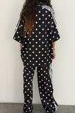 Polka Dot V-Neck Wide-Leg Pants Set