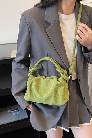 Knotted Handle Suede Shoulder Bag