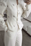 Bee Motif Puff Sleeve Blazer