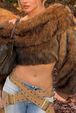 Faux Fur Collar Crop Coat