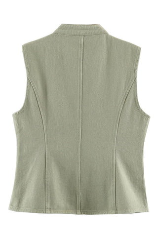 Stand Collar Asymmetric Button Vest