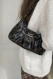 Buckle Front Slouchy Shoulder Bag