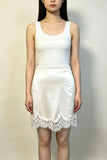 Lace Trim Satin Slip Mini Skirt