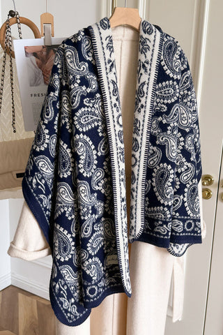 Paisley Knit Open-Front Shawl