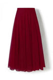 Sheer Tulle High-Waist A-Line Midi Skirt