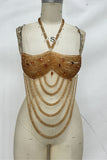 Jeweled Chain Drape Square Neck Tank