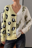 Animal Print V-Neck Button Front Cardigan
