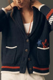 Sailboat Intarsia Knit Cardigan