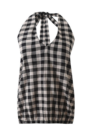 Gingham Halter Neck Tank Top