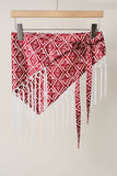 Elephant Print Fringe Scarf