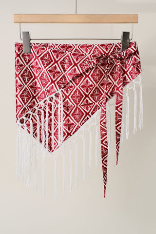 Elephant Print Fringe Scarf