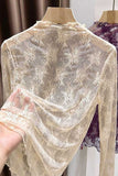 Sheer Floral Lace Long Sleeve Top