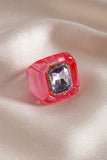 Square Gemstone Resin Statement Ring