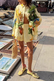 Fruit Print Shirt and Shorts Set