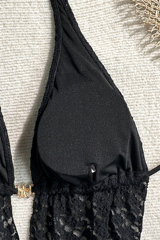 Halter Deep V Cutout Bikini Set
