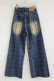Plaid Fade Wide-Leg Straight Jeans