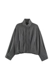 Plaid Mock Neck Long Sleeve Jacket