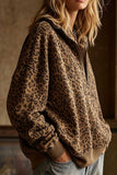 Leopard Print Half-Zip Pullover Sweatshirt