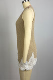 Textured Lace Trim Mini Dress